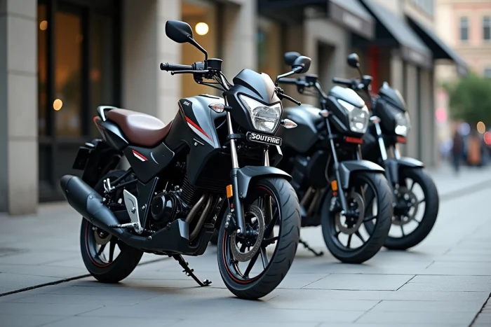 Comparatif de la Benda Avengers 125 face à ses concurrentes 125cc alignées sur un trottoir urbain